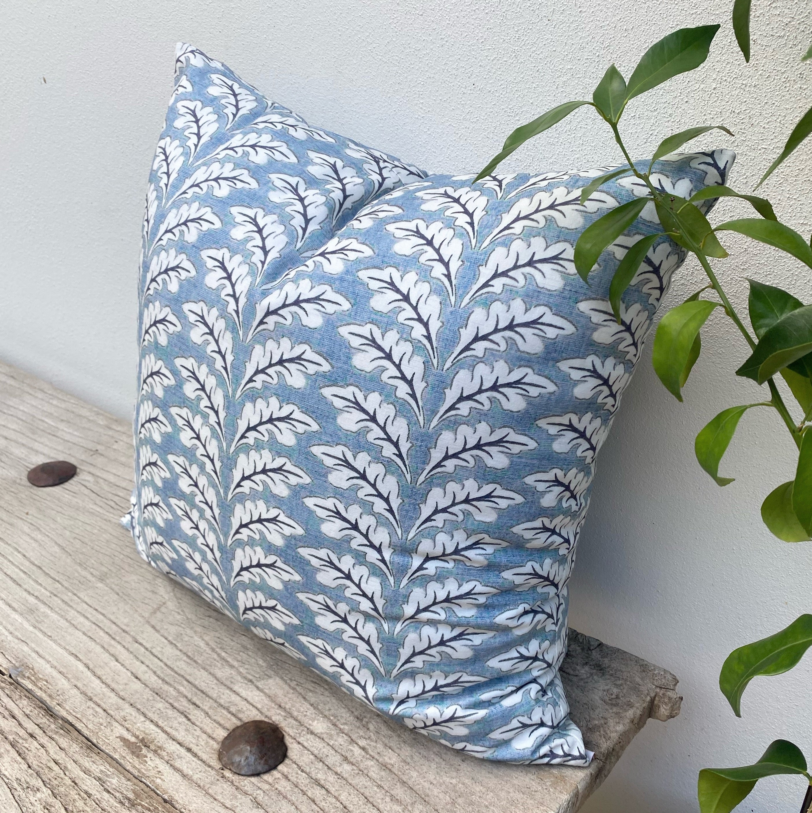 100% Cotton  Light Blue Cushion | Ocean Foliage