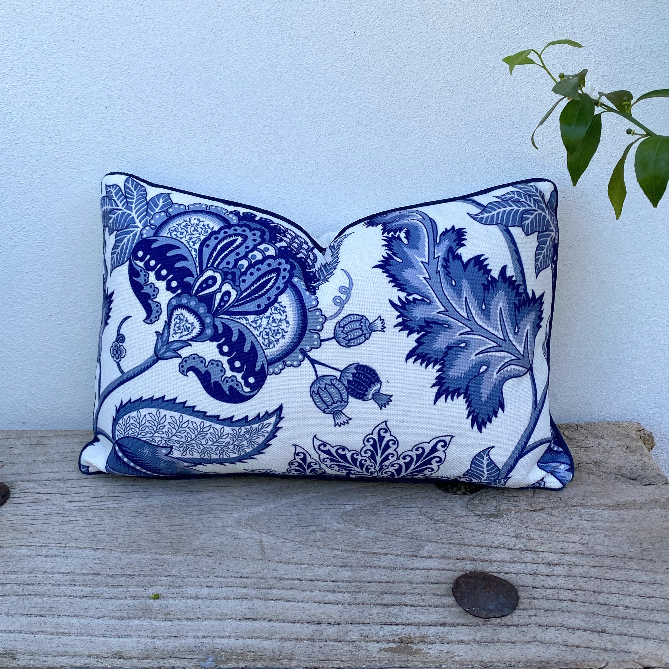 Rectangle Hamptons Style Cushions | Blue and White Floral |Cherished Garden