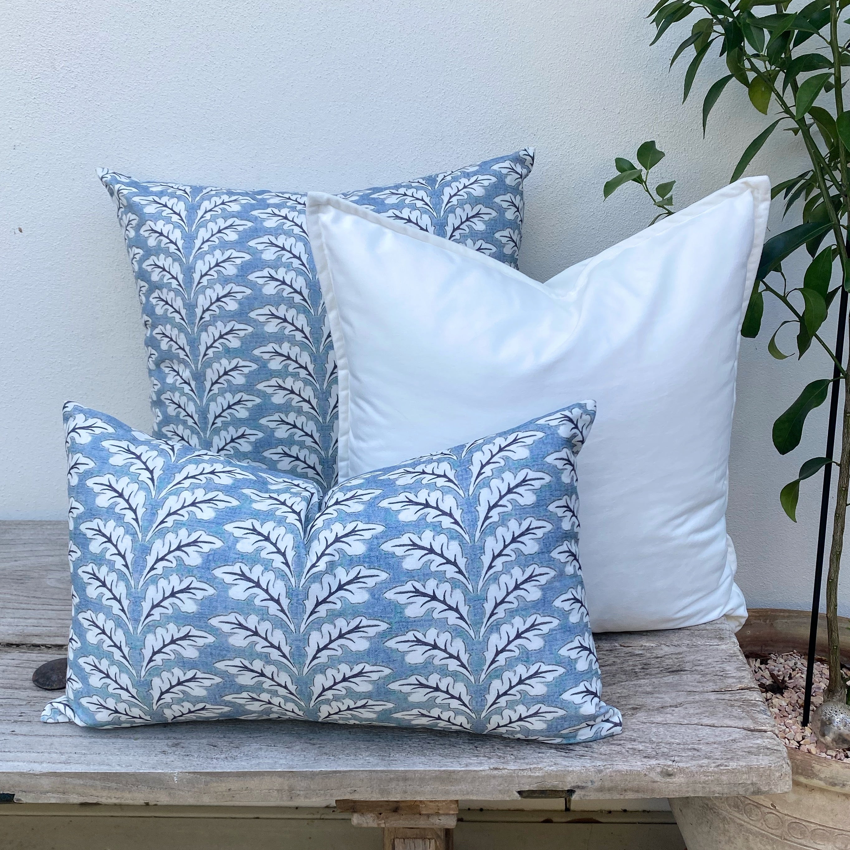 100% Cotton  Light Blue Cushion | Ocean Foliage