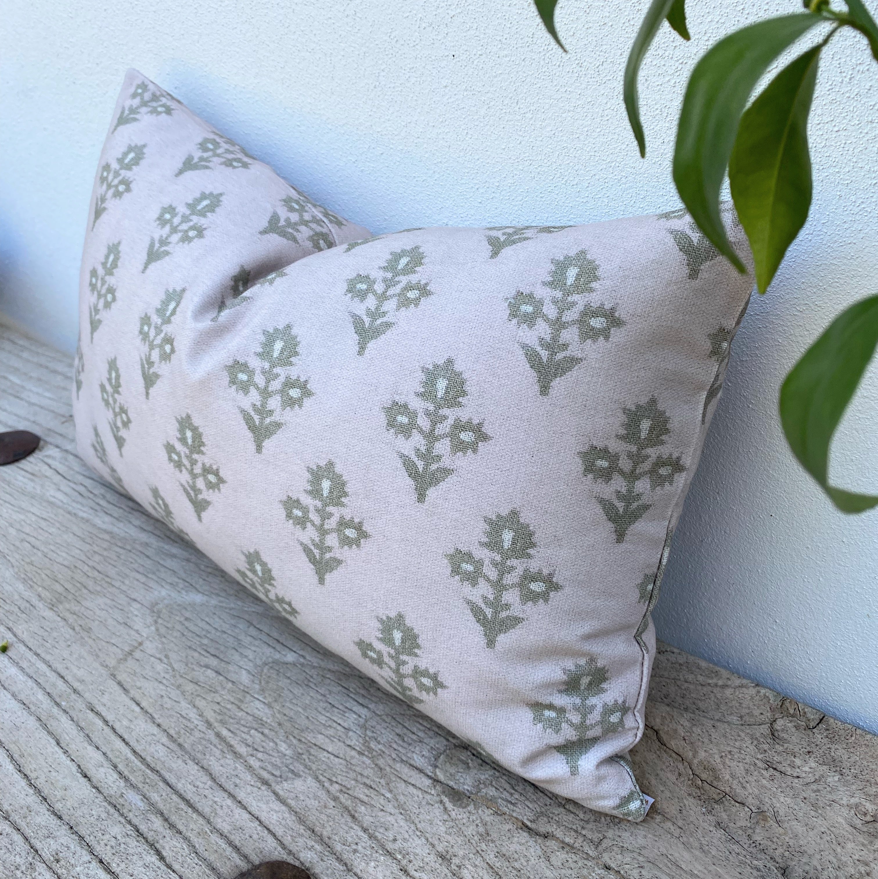 100% Cotton Beige Green Cushions | Chance