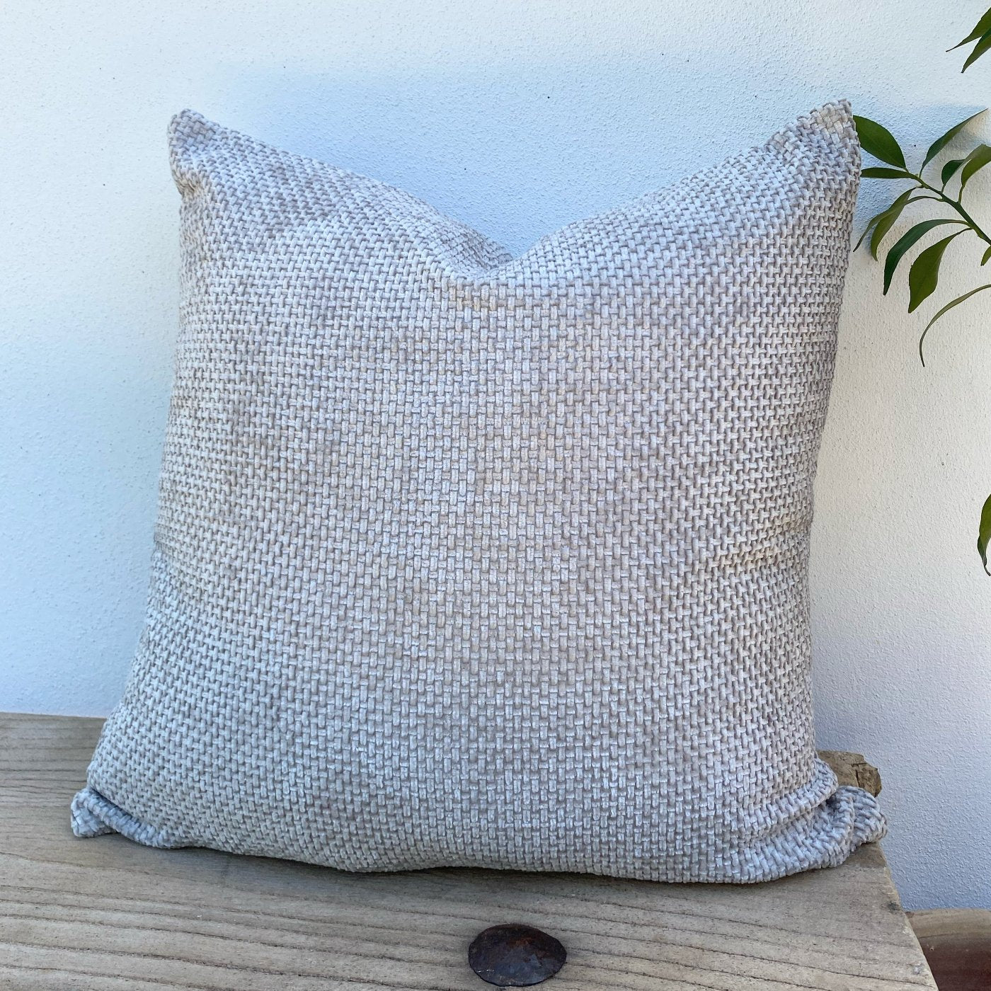 50cm Light Grey Textured Velvety Chenille Cushion