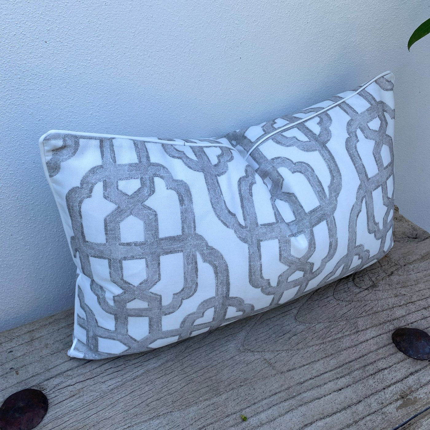 Rectangle Trellis Grey Taupe Cushions | Imperial Bisque