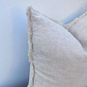 45cm Cushion Cotton Covers with Fringe | Sand