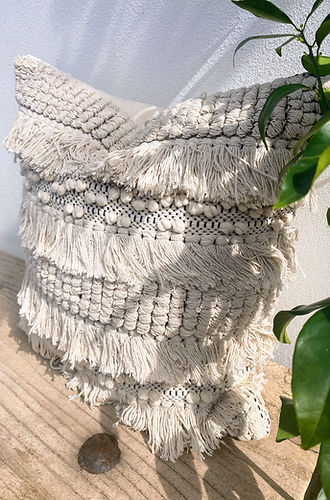 45cm 100% Cotton Natural Tassel Cushion