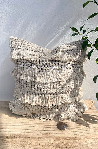 45cm 100% Indian Cotton Tassel Cushion