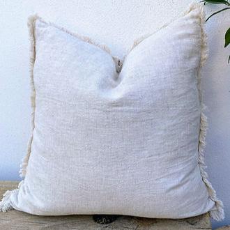 45cm Cushion Cotton Covers with Fringe | Sand