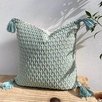 Boho Tassel Coastal Cushion Covers | Mint