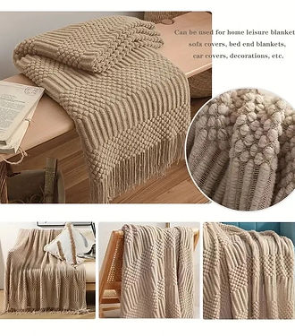 Knitted Throw Blanket | Elegant Sandstone