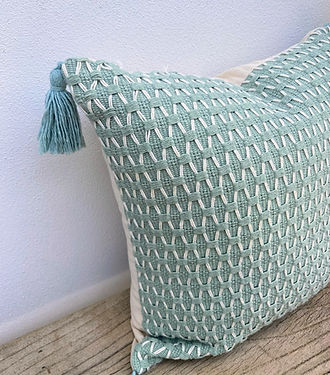 Boho Tassel Coastal Cushion Covers | Mint