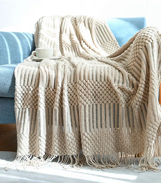 Taupe Knitted Elegant Throw Blanket