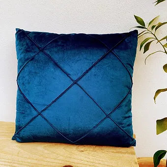 Rectangle Navy Blue Velvet Cushion Cover | Diamond