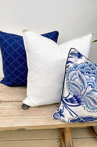 Set f 3 Patterned Floral Blue Cushion Covers-Portsea