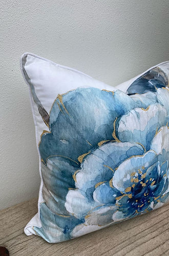 45cm x 45cm Teal Blue Floral Cushion