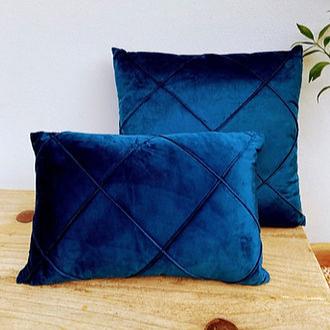 Rectangle Navy Blue Velvet Cushion Cover | Diamond