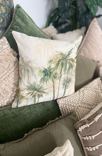 45 x 45 cm Green Coastal Tropical Palm Tree Cushions