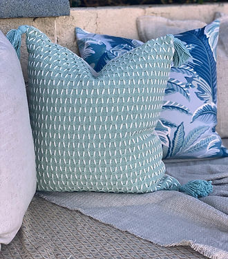 Rectangle Boho Tassel Coastal Rectangle Cushion Covers | Mint