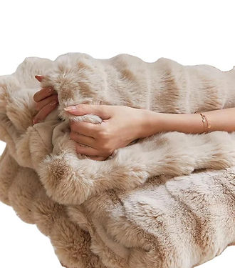 Soft rabbit fur throw blanket