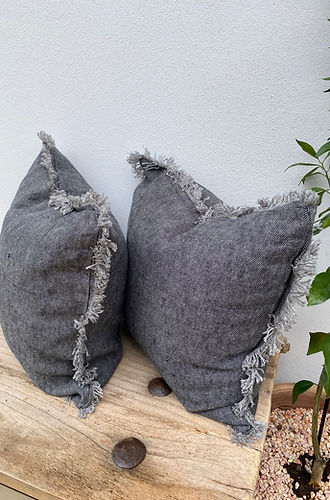 Set of 2 Grey French Linen Cushions