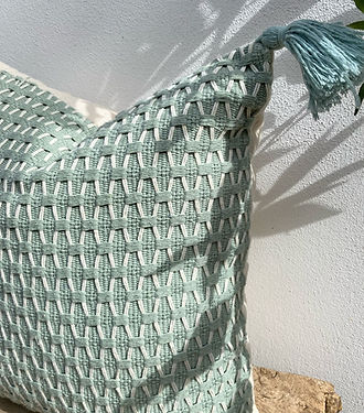 Rectangle Boho Tassel Coastal Rectangle Cushion Covers | Mint