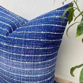 50x50 Dark Blue and White Striped Cushion