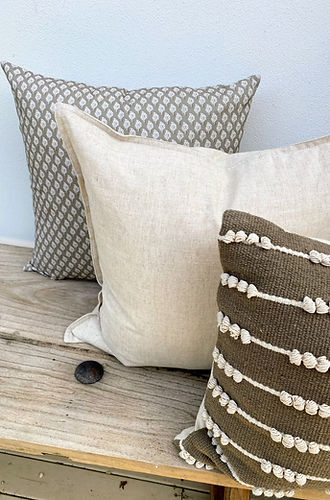 Natural Coastal Olive Green Cushion Set