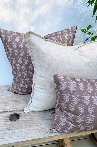 Set of 3 Coastal Brown Beige Patterned Cushion Covers | Linen Boho Vibes