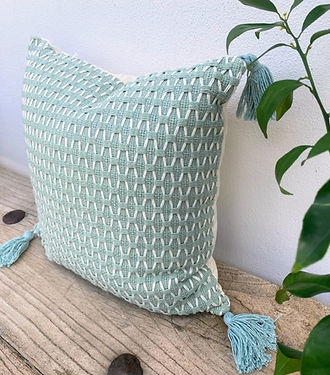 Boho Tassel Coastal Cushion Covers | Mint