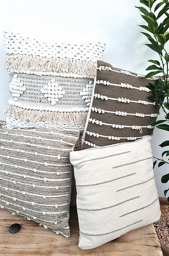 Natural Boho Cushion Cover - 100% Cotton with Fringe | Japa Tamil