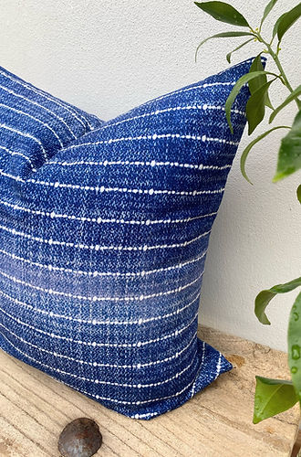 Rustic Blue and White Stripe Cushion