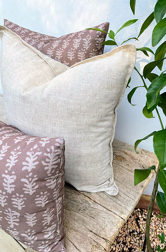 Set of 3 Coastal Brown Beige Cushion Covers | Natural Linen Boho Vibes