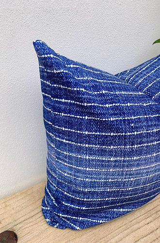 50x50 Dark Blue and White Striped Cushion