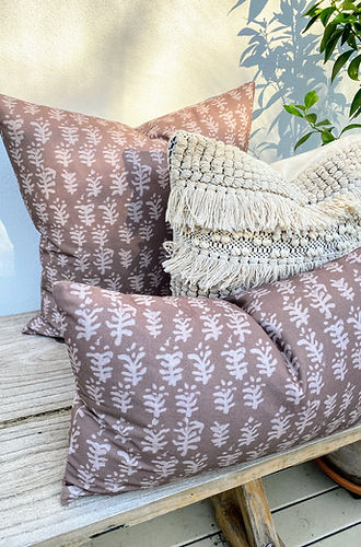 Set of 3 Patterned Coastal Brown Beige Cushion Covers |  Tassel Boho Vibes