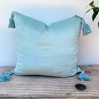 Velvet Cushion Covers with Stylish Tassel | Mint