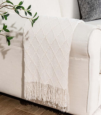 Off White Diamond Throw Blanket | Cream