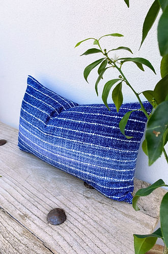 Rectangle 30x50 Dark Blue and White Striped Cushion