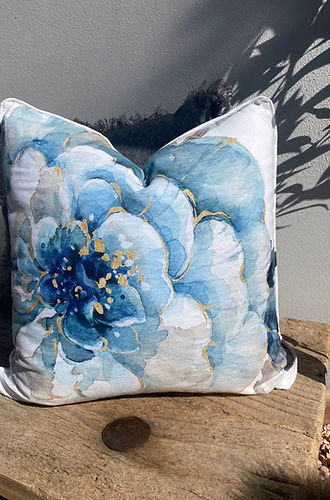 45cm Blue Floral Cushions