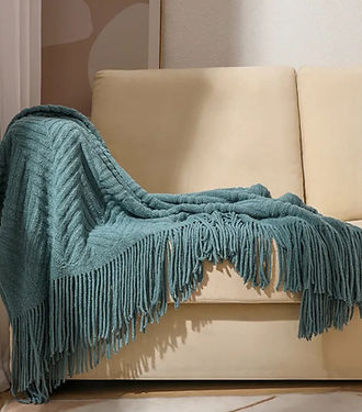 Faux Cashmere Woven Blanket & Throw |Mint Green