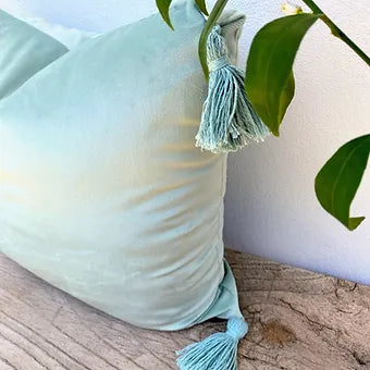 Velvet Cushion Covers with Stylish Tassel | Mint