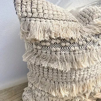 45x45 Boho Coastal Tassel Fringed Cushion