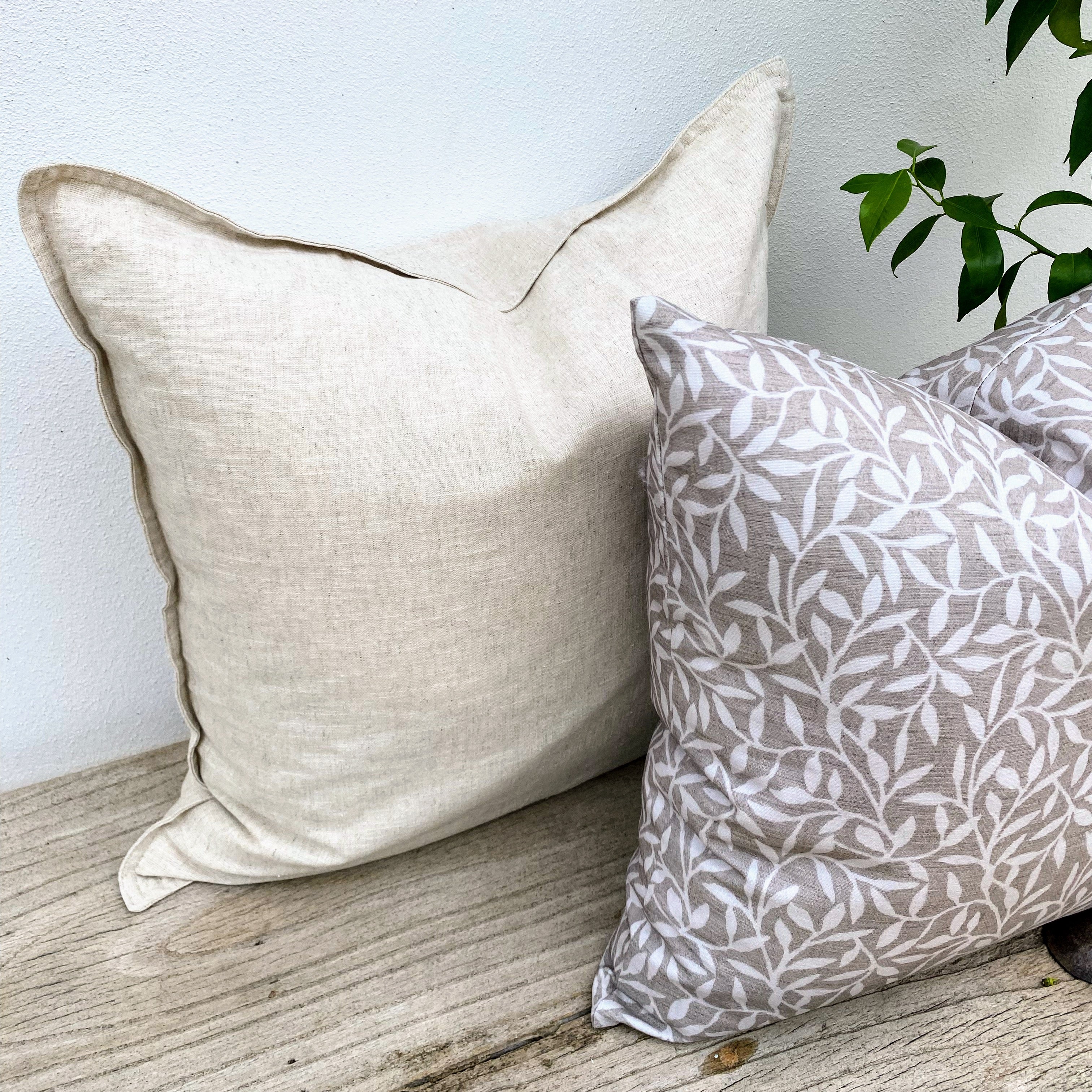 Set of 2 Natural Beige Cushion Covers | Sand Whispering Vine