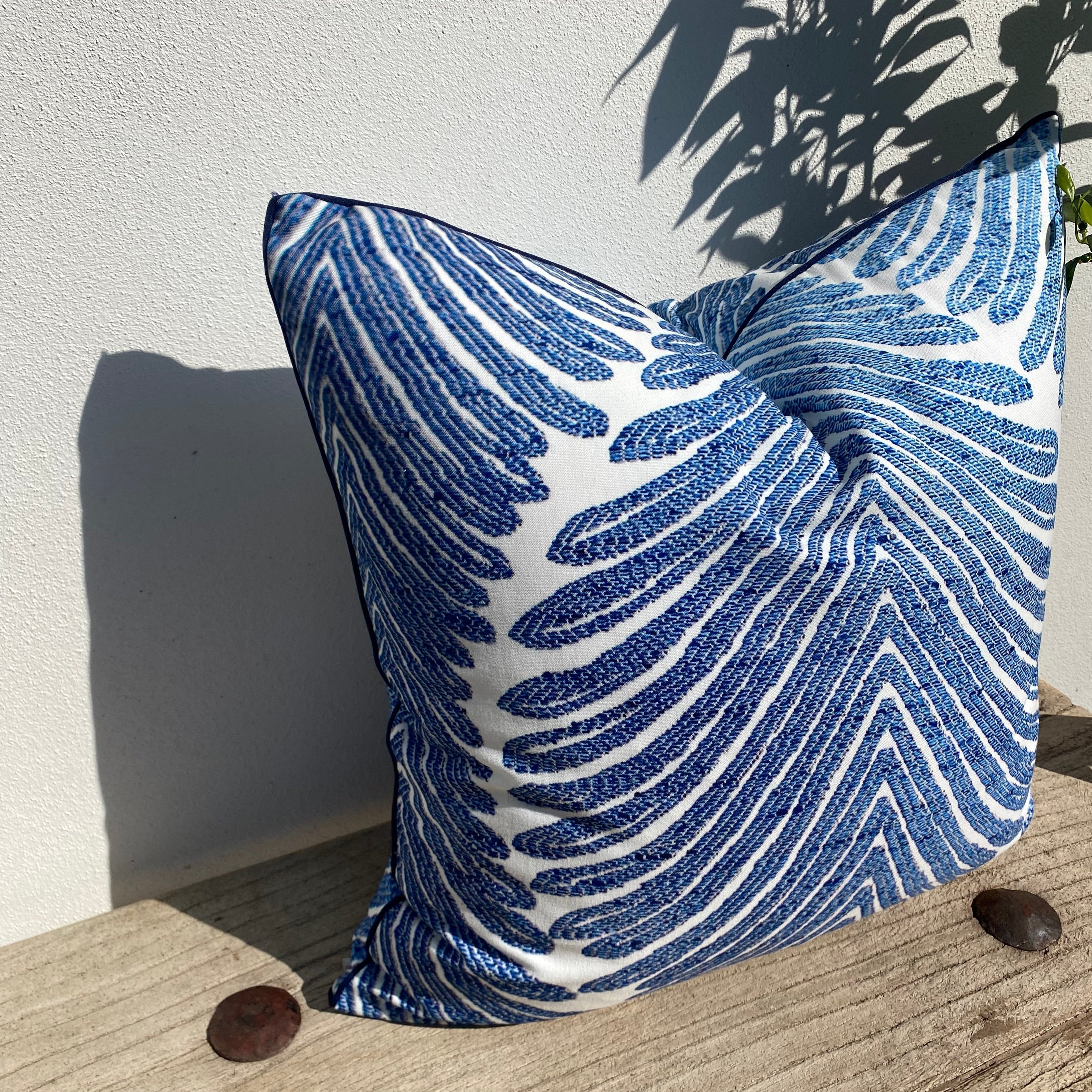 45cm Tropical Blue Palm Leaf Cushion