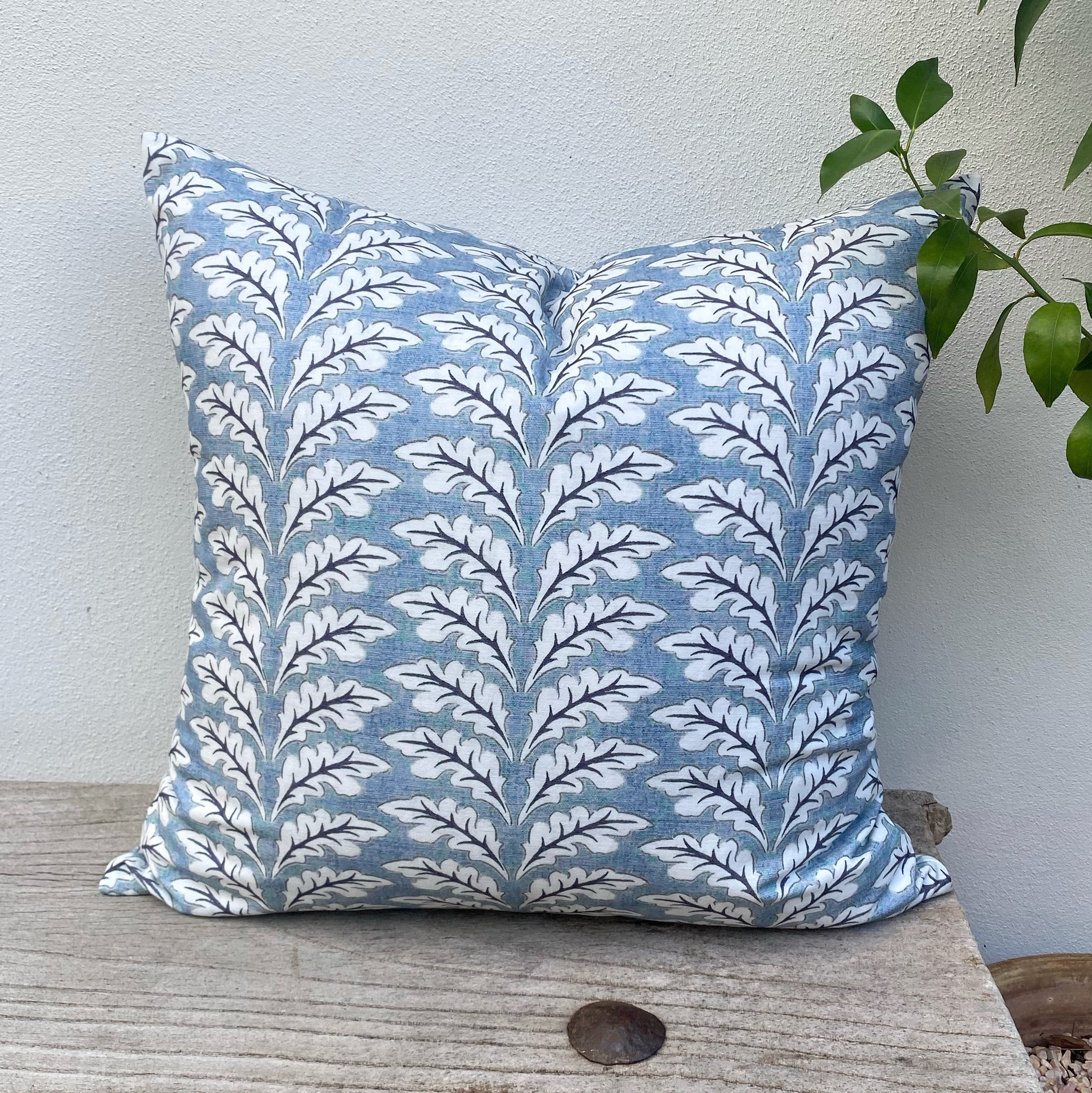 100% Cotton  Light Blue Cushion | Ocean Foliage