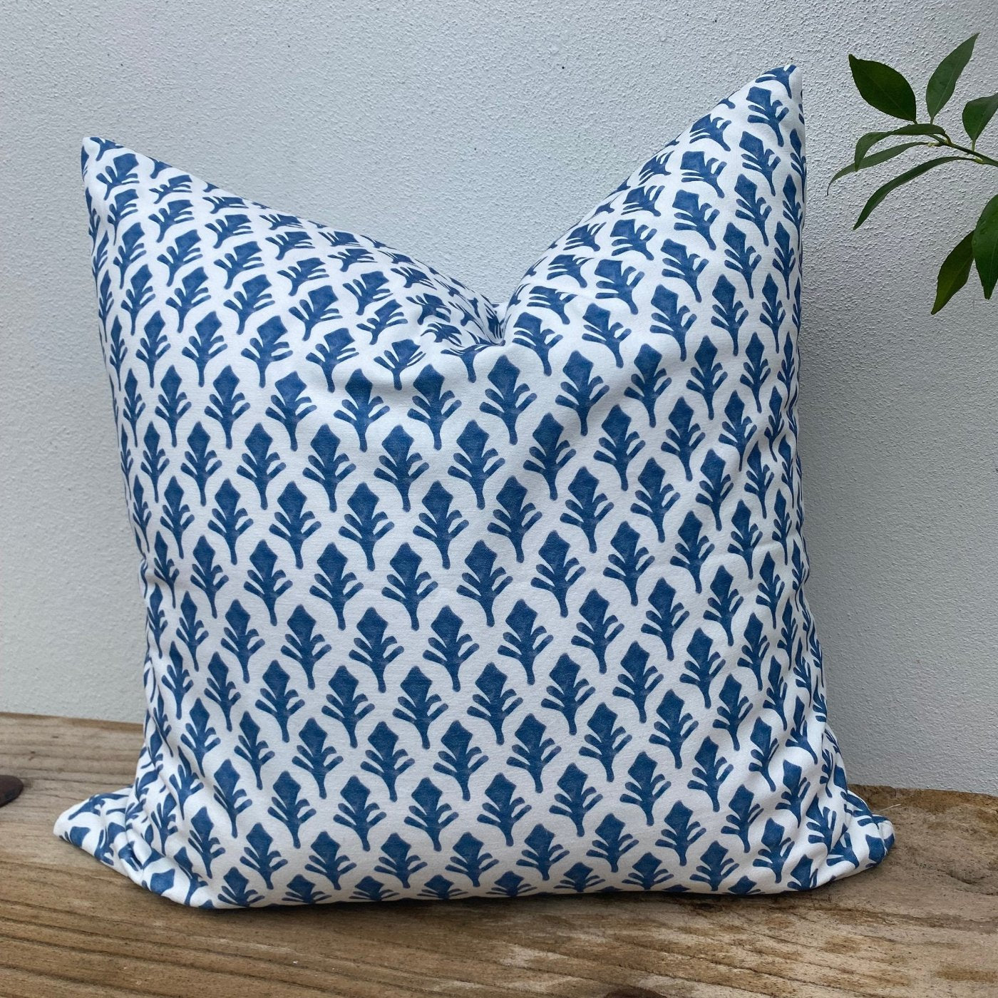 45cm Blue and White Flora Cushion