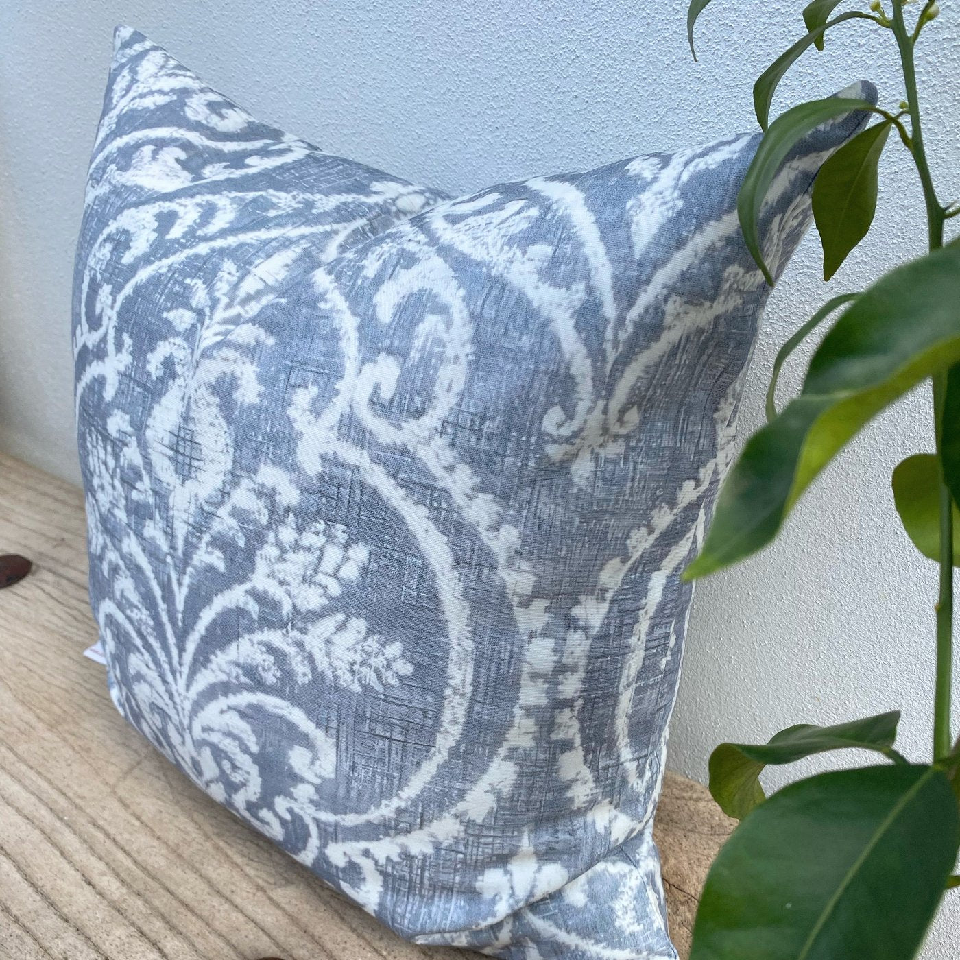 45cm Floral Damask White Grey Cushions