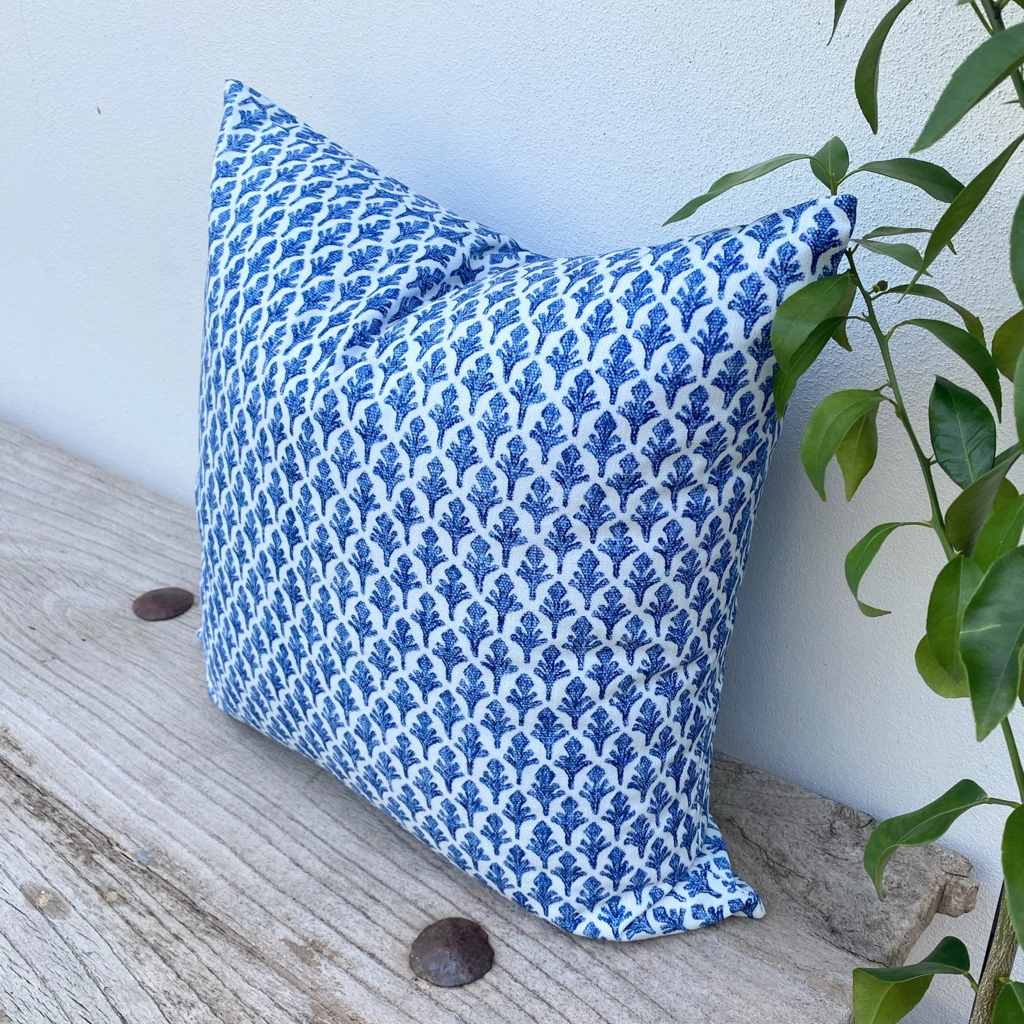 45cm Hamptons Style Blue and White Cushion