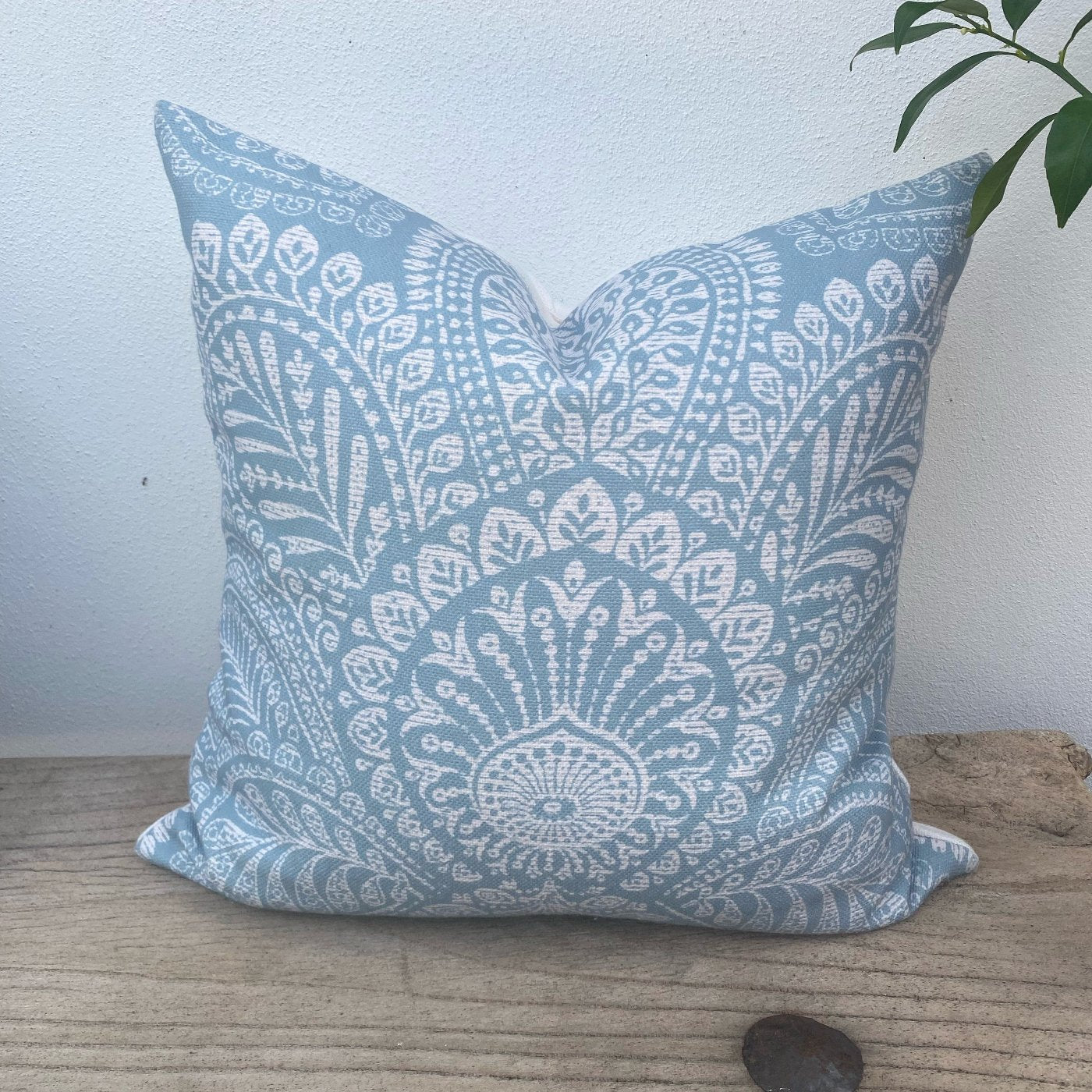 45cm Light Blue Floral Damask Cushion Cover