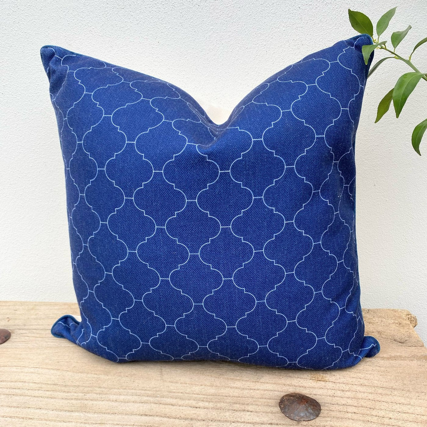 45cm Navy Blue Patterned Cushion