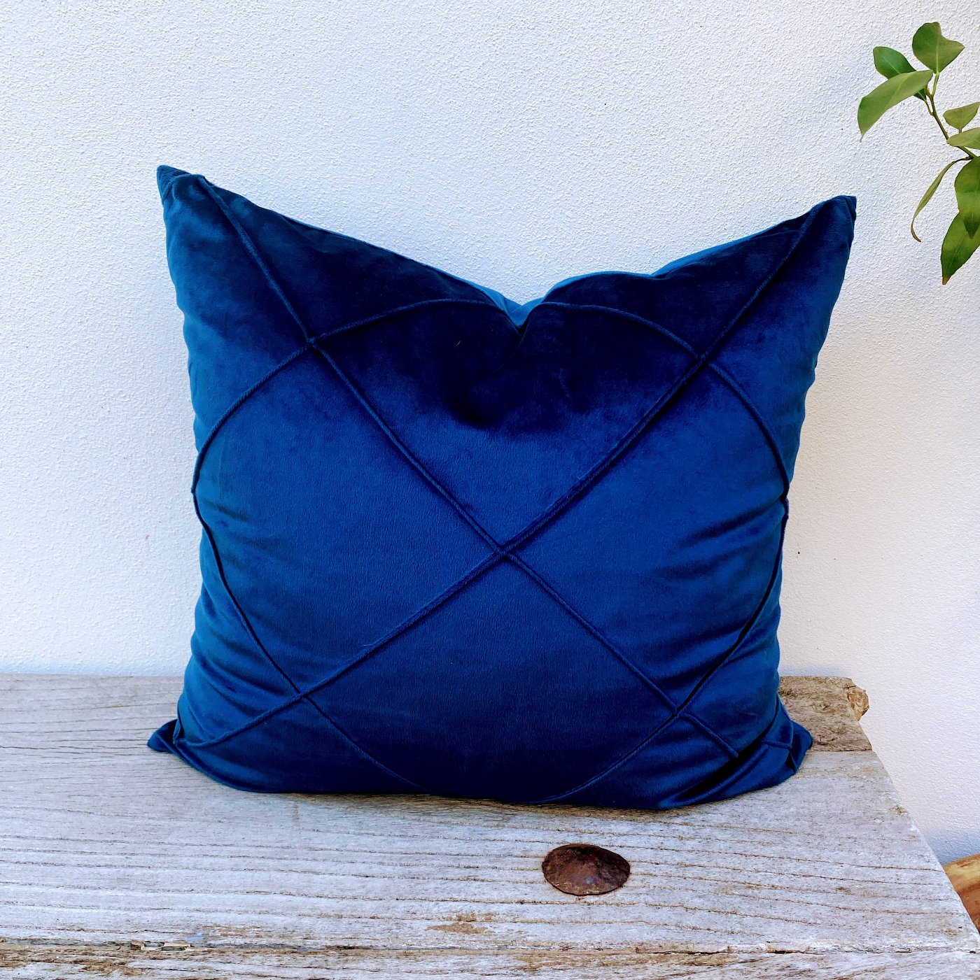 45cm Navy Blue Patterned Velvet Cushion Cover