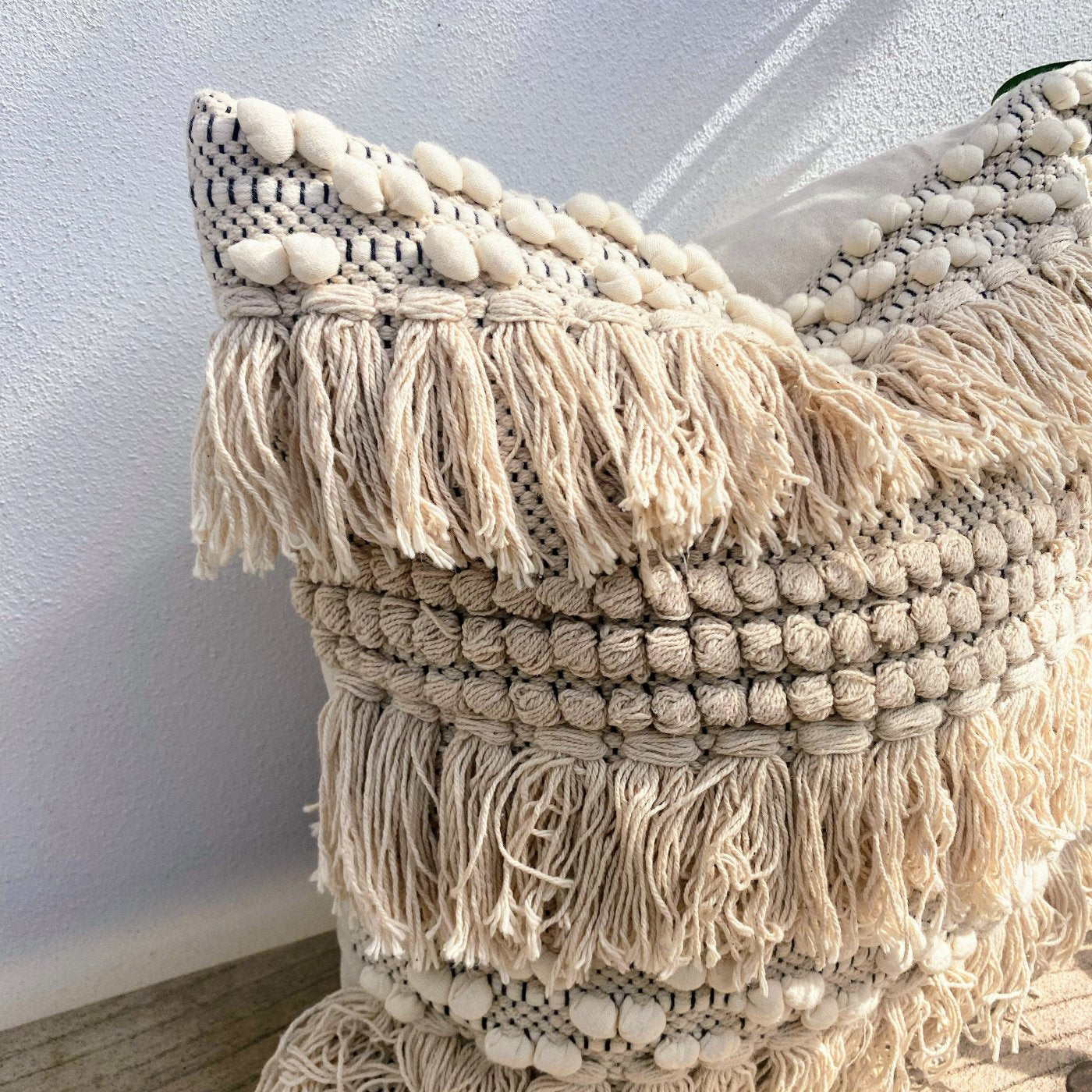 45cm Tasselled Boho Cotton Cushion