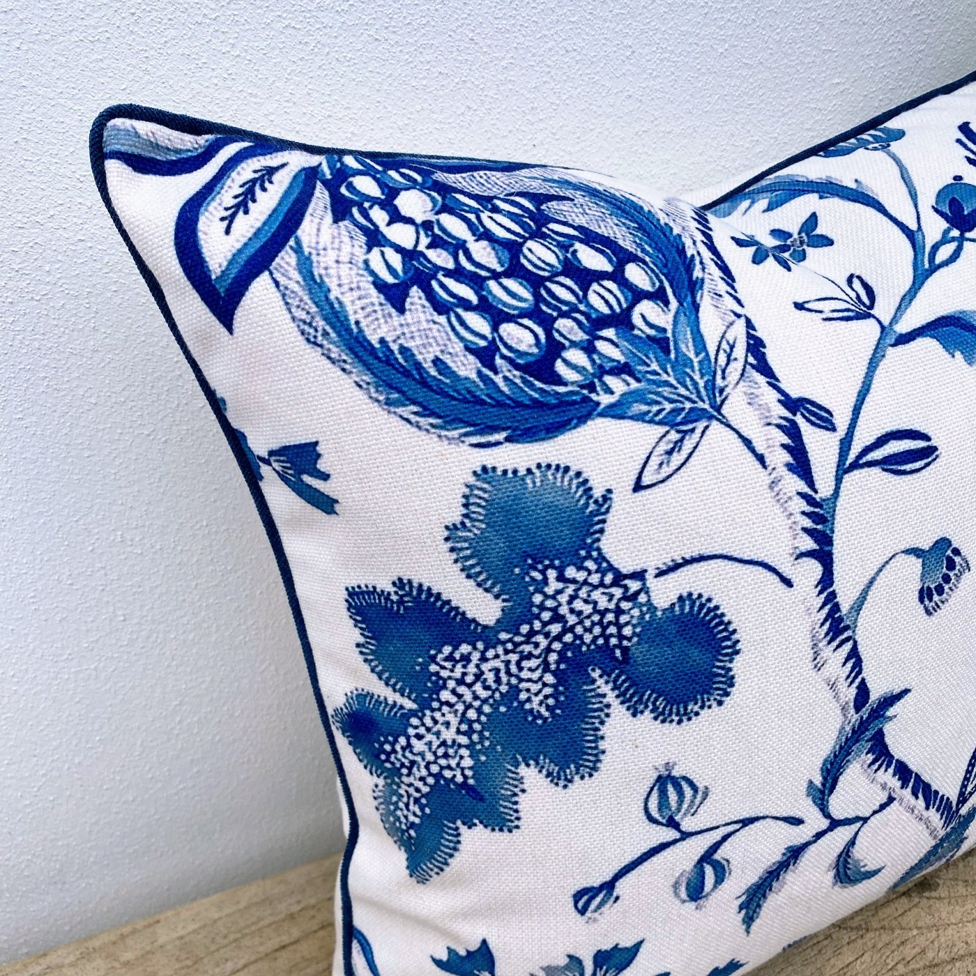 45cm x 45cm Blue and White Floral Cushion